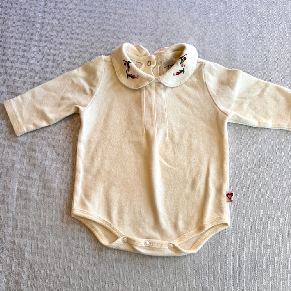 McBaby‎ Infant Peter Pan Collar Embroidered Bodysuit 3-6M Tusk Vintage